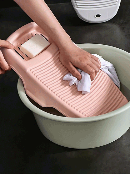 Washboard With Soap Dish, Portable Non-Slip Washboard, Home Laundry Washboard, Sturdy Manual Washboard For Hand Washing Clothes And Delicates, Hang-Up Storage, Cleaning Tool, Laundry Room Accessory