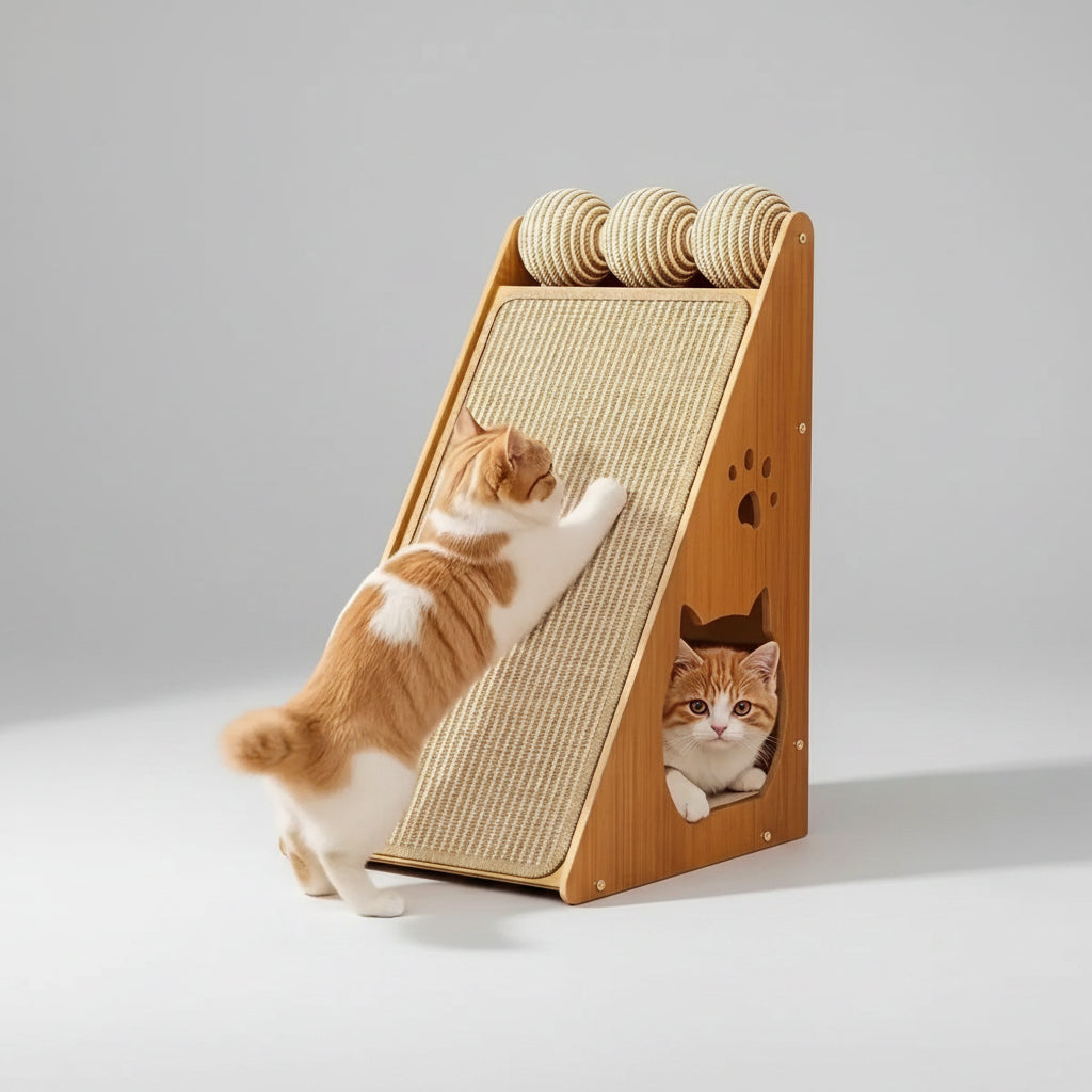 Cat Scratching Post with Non-Slip Base | Sisal Rope, Space-Saving Design