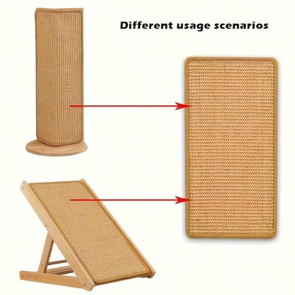 1pc Sturdy Vertical Woven Cat Scratching Post With Non-Slip Base, Space-Saving Design Compatible With Hanging Toys, Woven Rope Material, Modern Pet-Friendly Home Decor, Beige Woven Pattern, Durable Multi-Functional Cat Furniture For Sofa, Chair, Door Prot