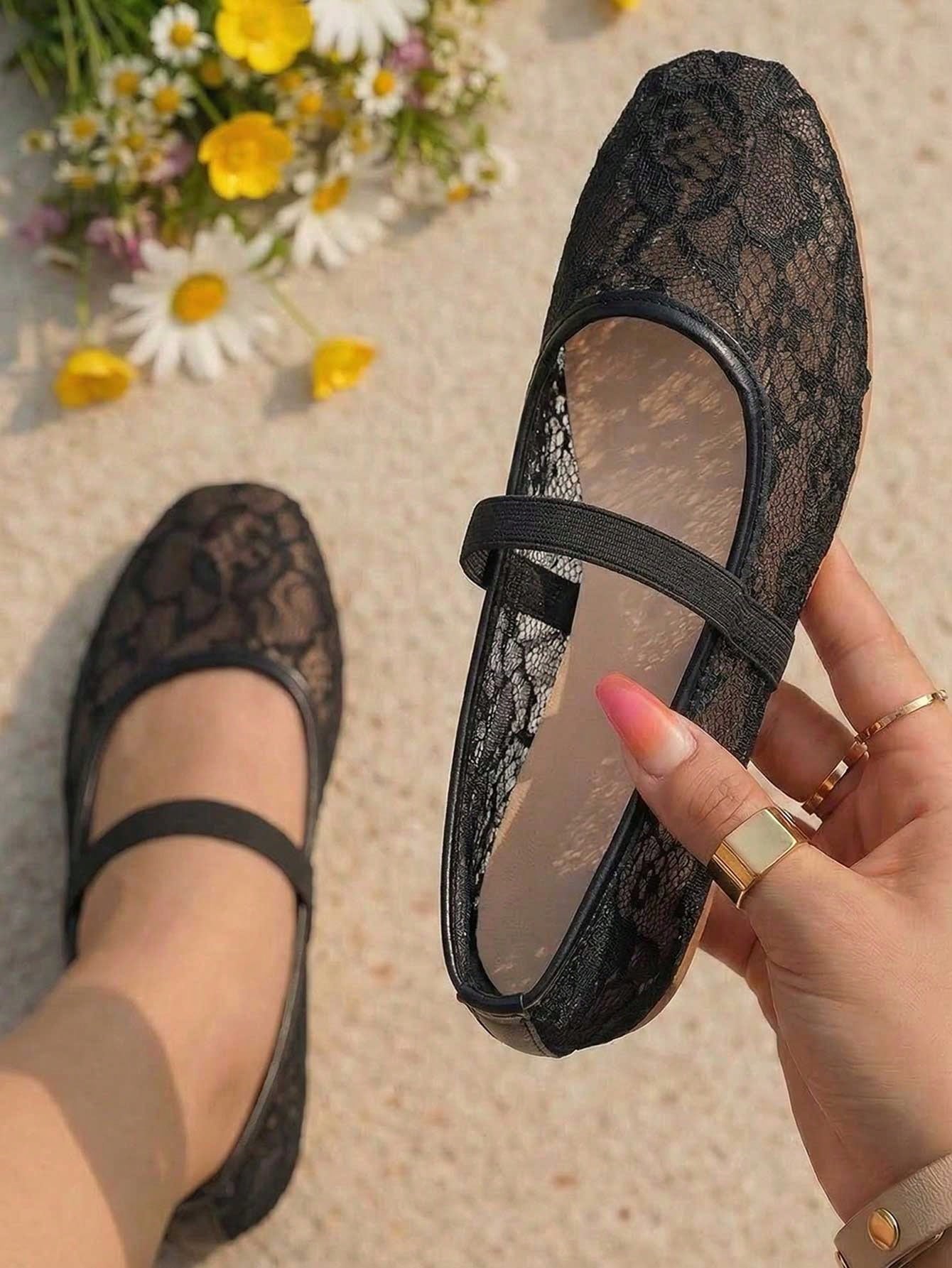 Women's Mesh Flat Shoes | Square Toe Ballet Flats | MIRA