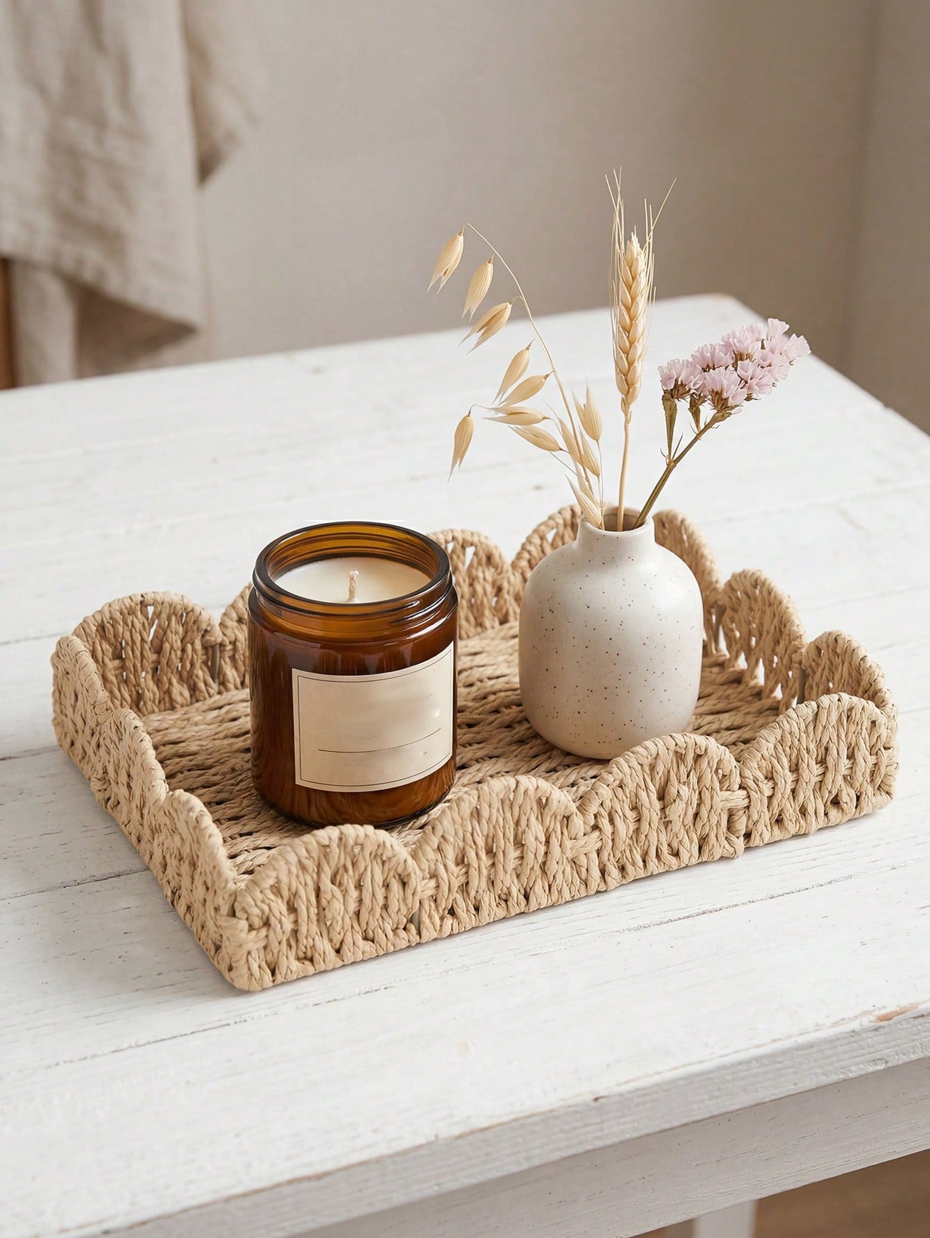 Hand-Woven Water Hyacinth Wicker Basket | Boho Storage Tray | MIRA