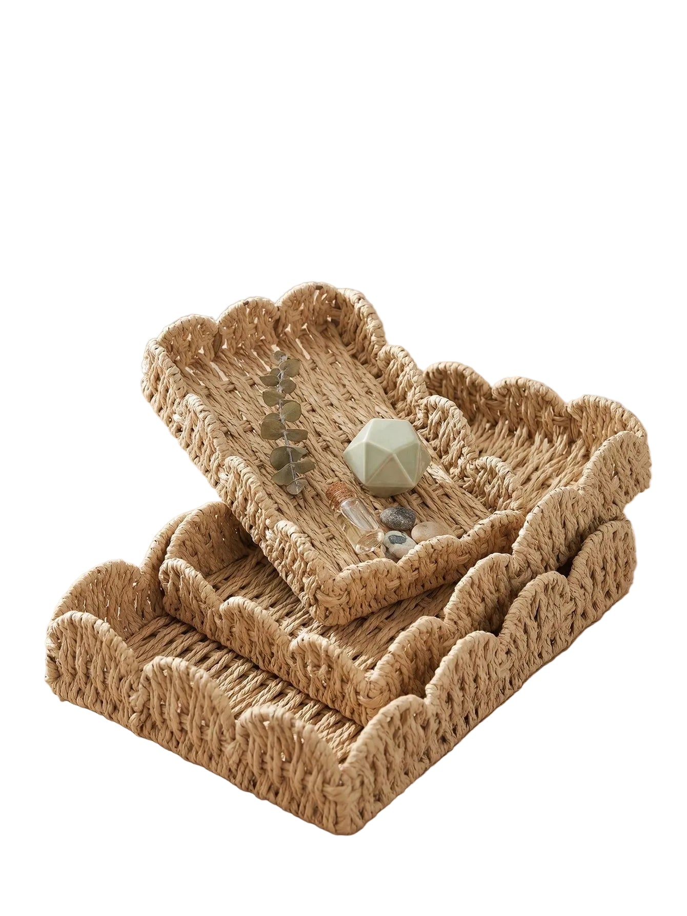 Hand-Woven Water Hyacinth Wicker Basket | Boho Storage Tray | MIRA