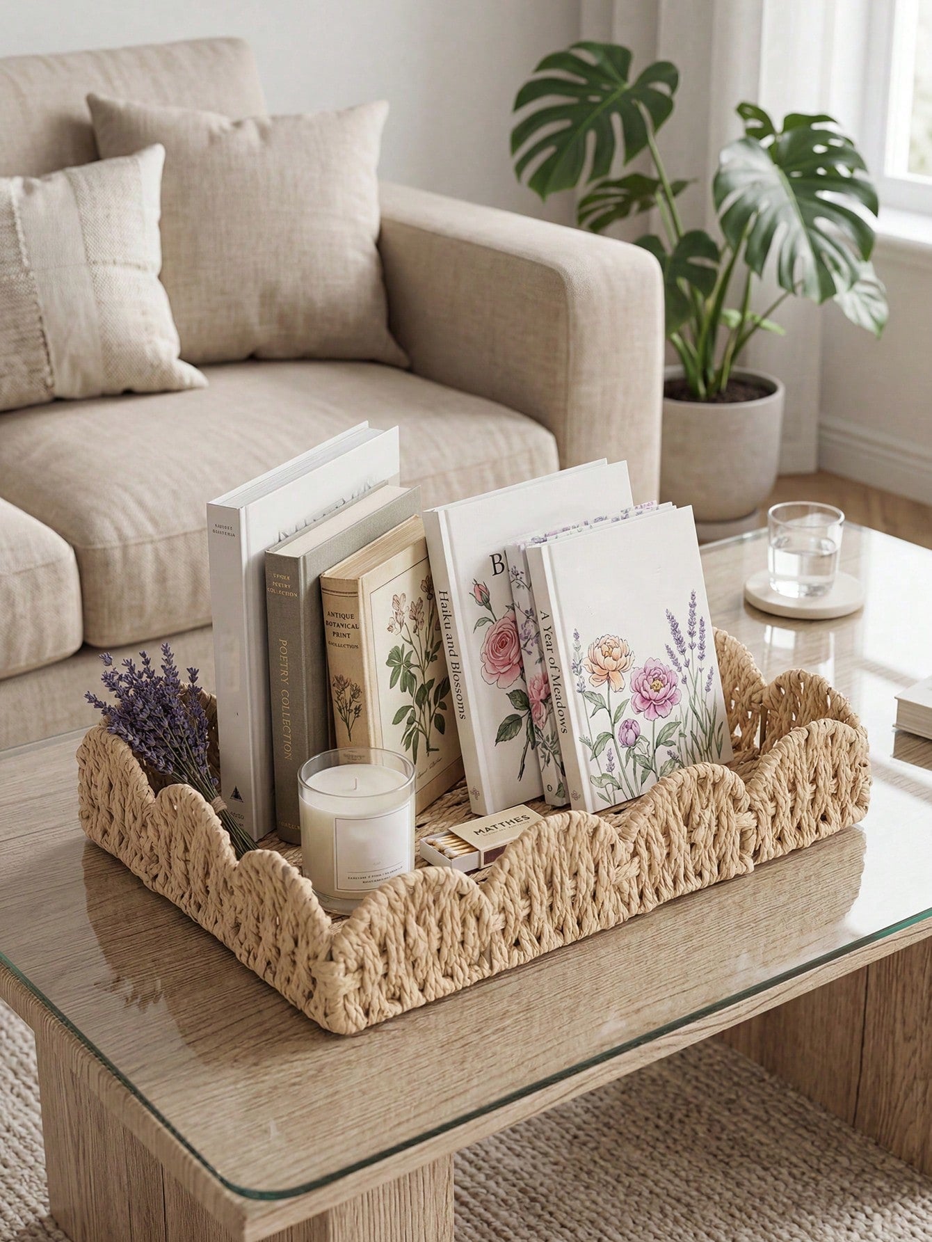 Hand-Woven Water Hyacinth Wicker Basket | Boho Storage Tray | MIRA