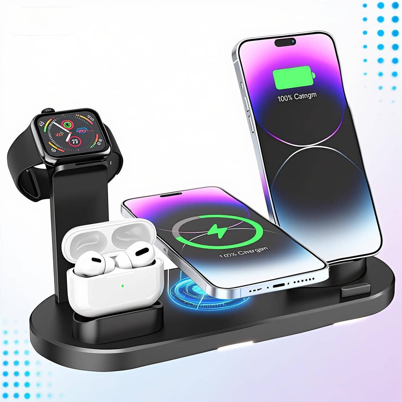 3-in-1 Fast Wireless Charger Station – iPhone, Apple Watch & AirPods | MIRA