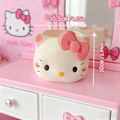 1pc Sanrio Hello Kitty Pen Holder Cosmetic Storage Box Cute Cartoon Desktop Organizer Multi-Functional Storage For Pens/Markers/Brushes Office Home Gift For Girls Halloween Christmas