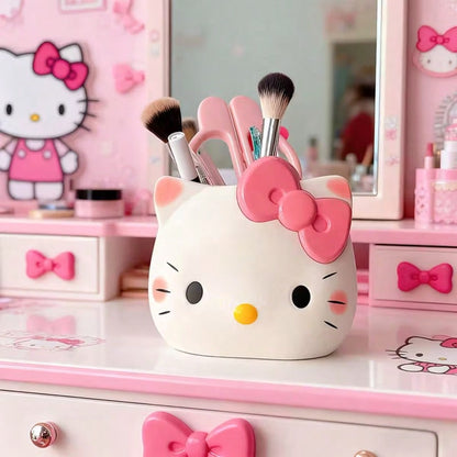 1pc Sanrio Hello Kitty Pen Holder Cosmetic Storage Box Cute Cartoon Desktop Organizer Multi-Functional Storage For Pens/Markers/Brushes Office Home Gift For Girls Halloween Christmas