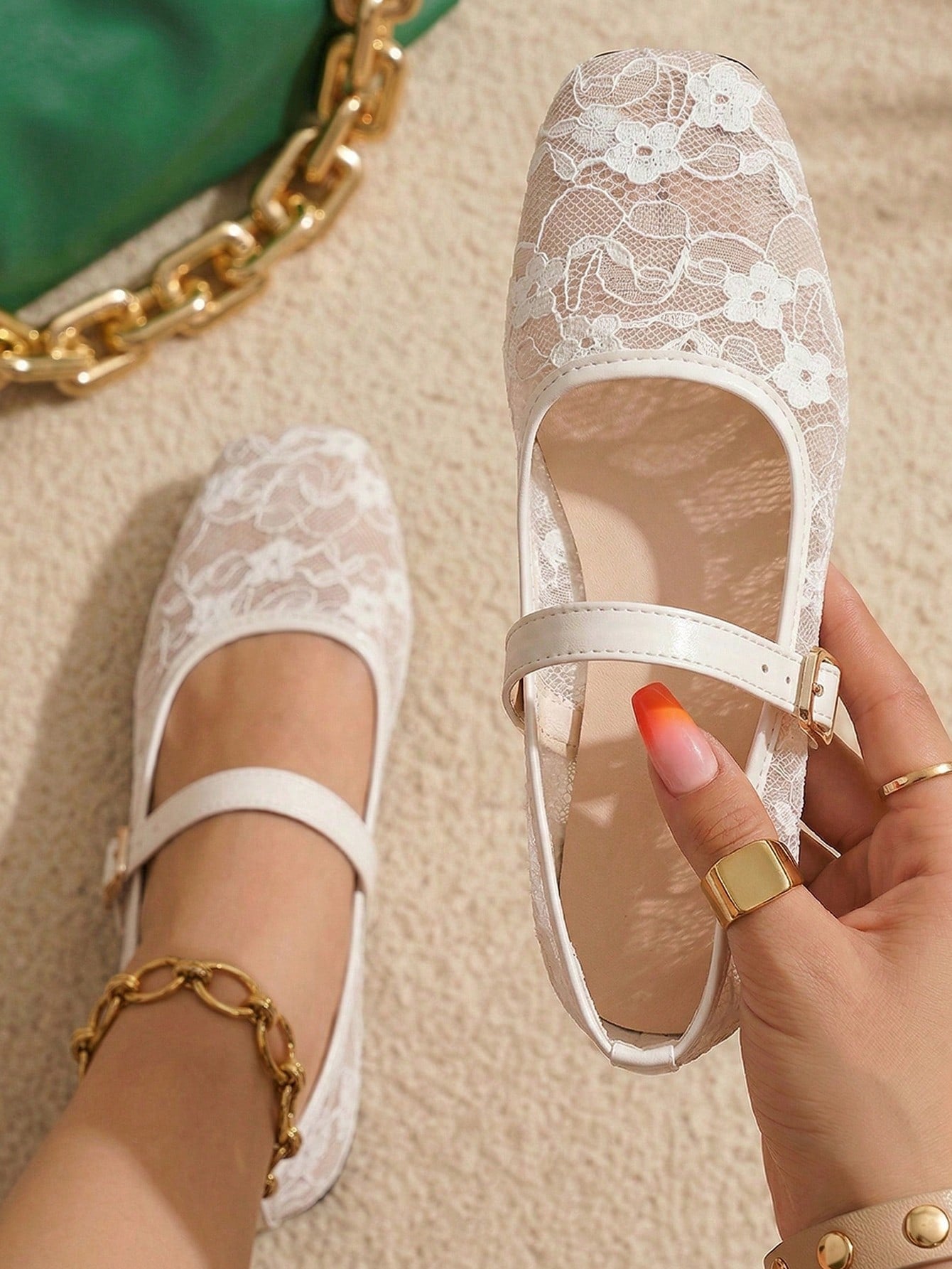 Women's Mesh Flat Shoes | Square Toe Ballet Flats | MIRA