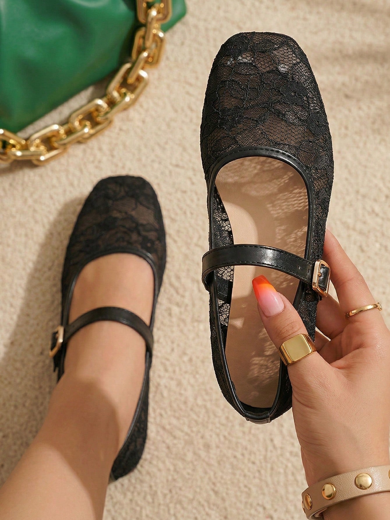 Women's Mesh Flat Shoes | Square Toe Ballet Flats | MIRA