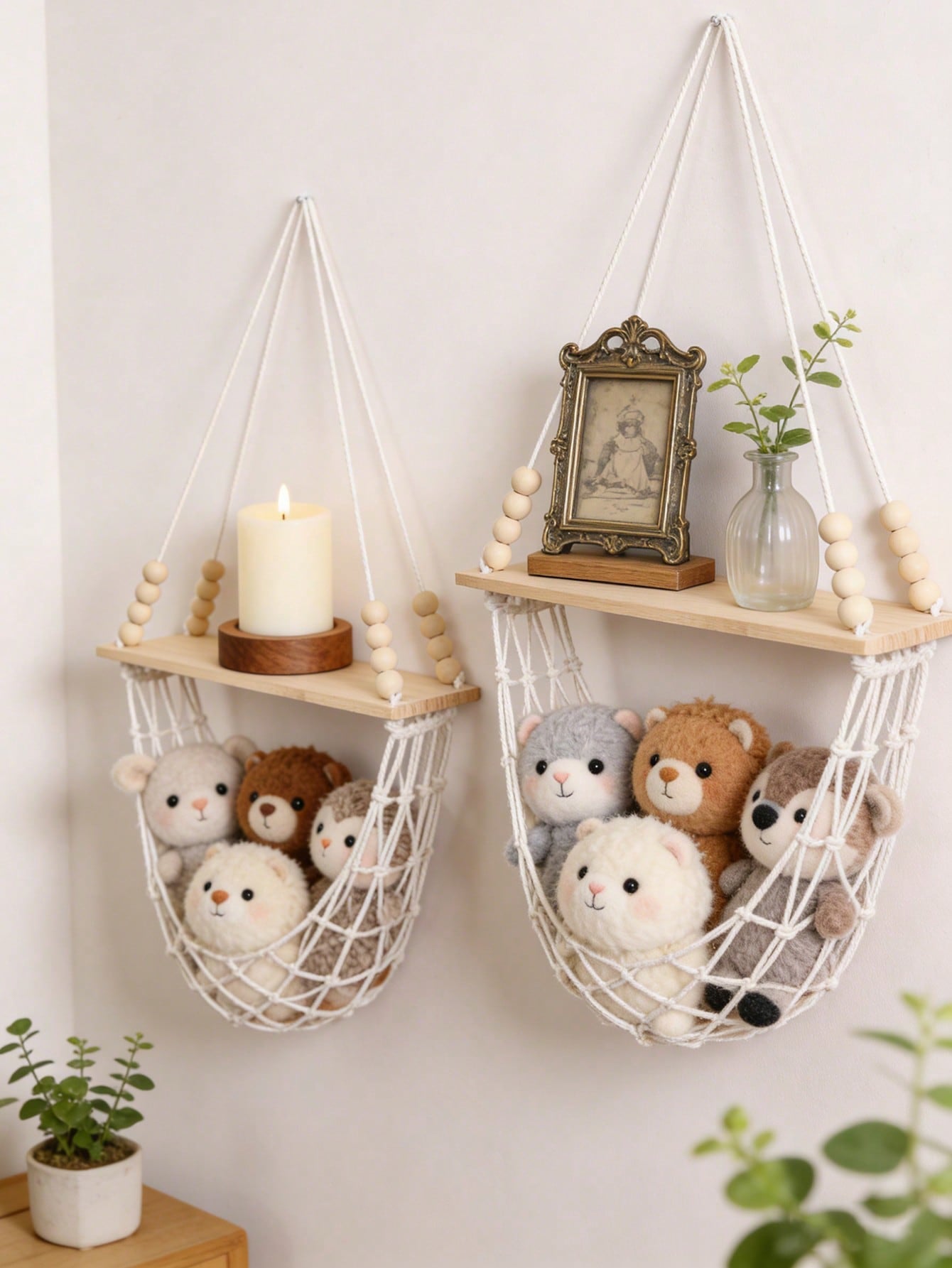 Handmade Boho Woven Wall Basket | Floating Wall Shelf | MIRA