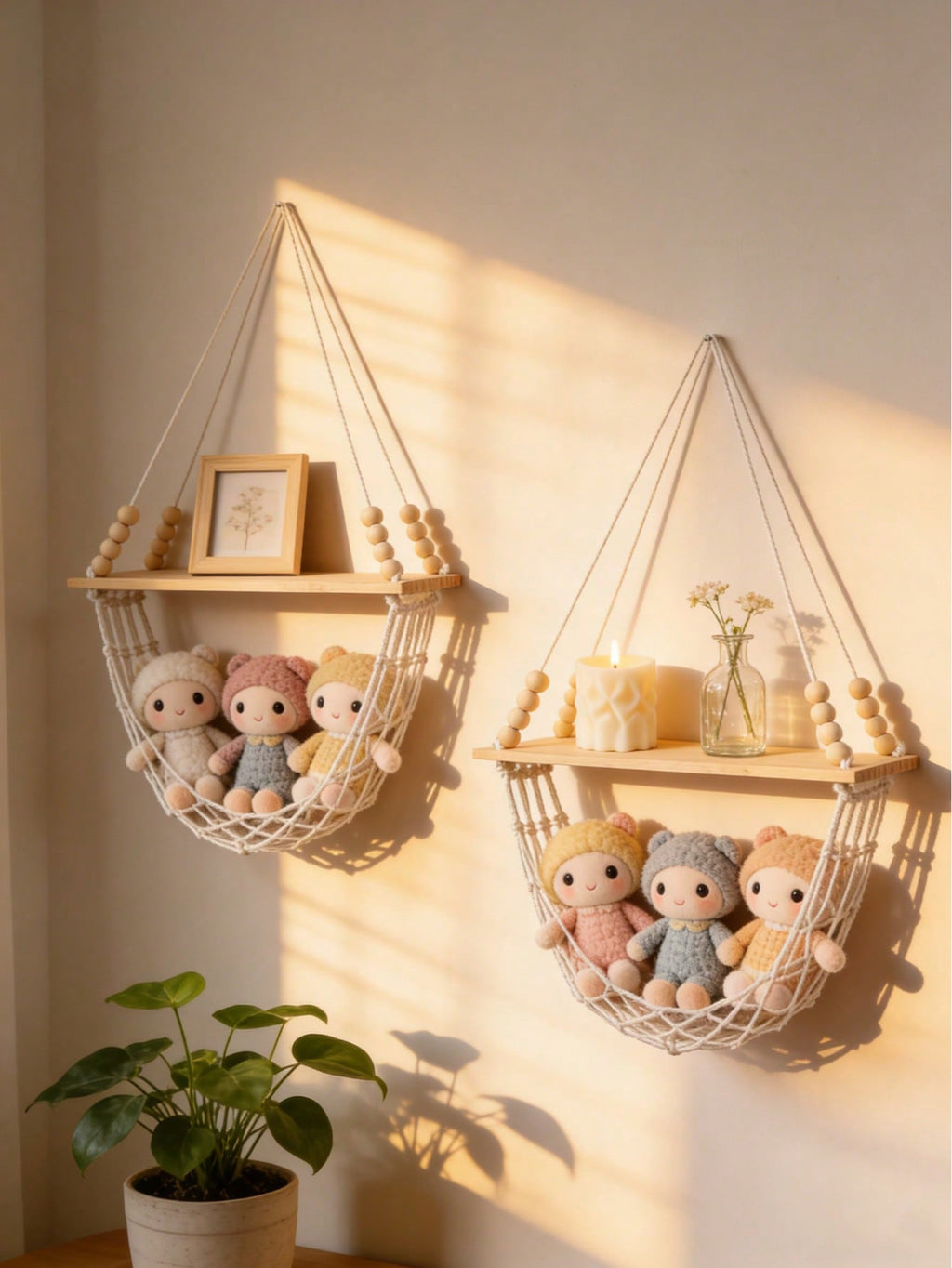Handmade Boho Woven Wall Basket | Floating Wall Shelf | MIRA