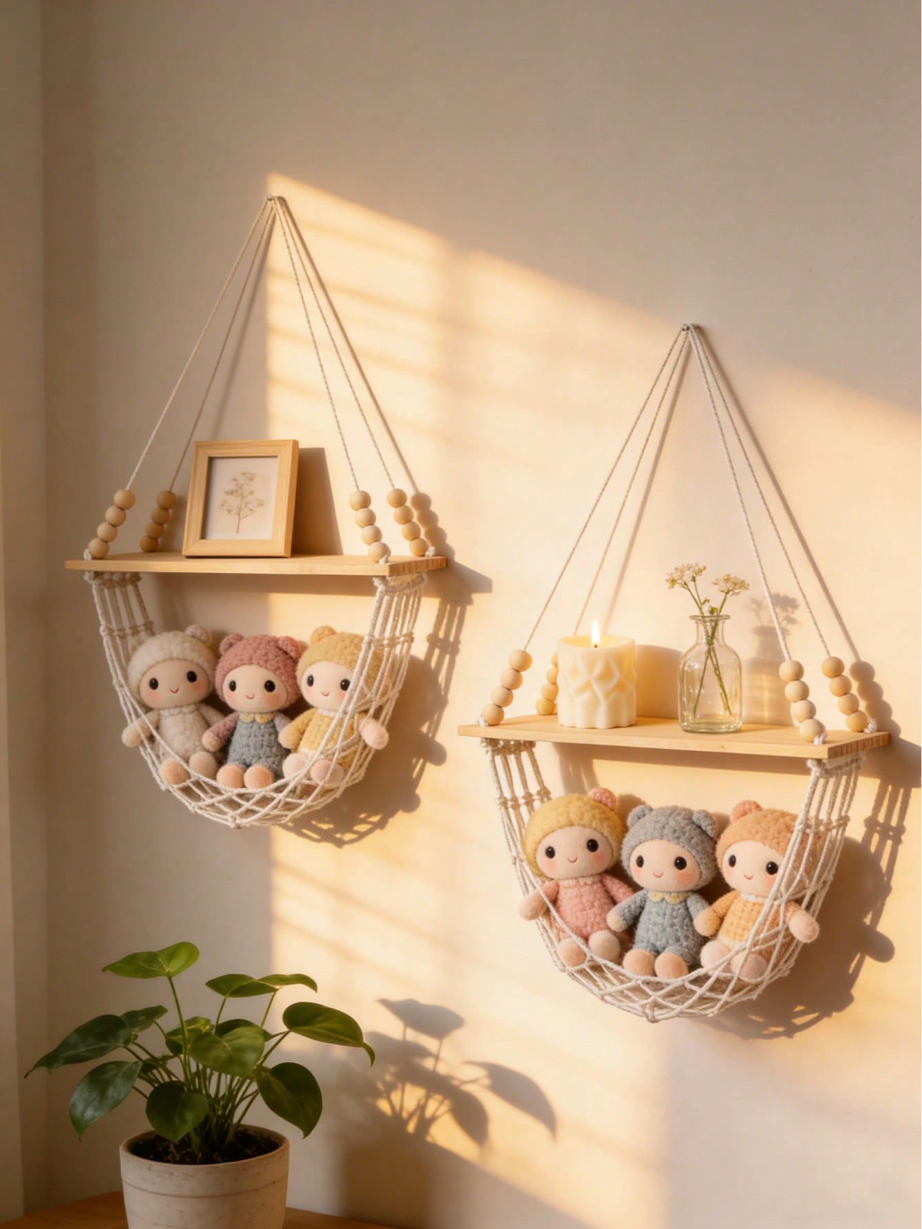 Handmade Boho Woven Wall Basket | Floating Wall Shelf | MIRA