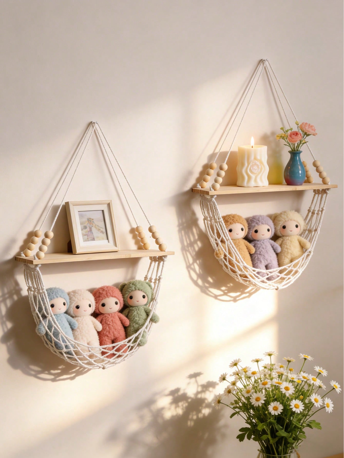 Handmade Boho Woven Wall Basket | Floating Wall Shelf | MIRA