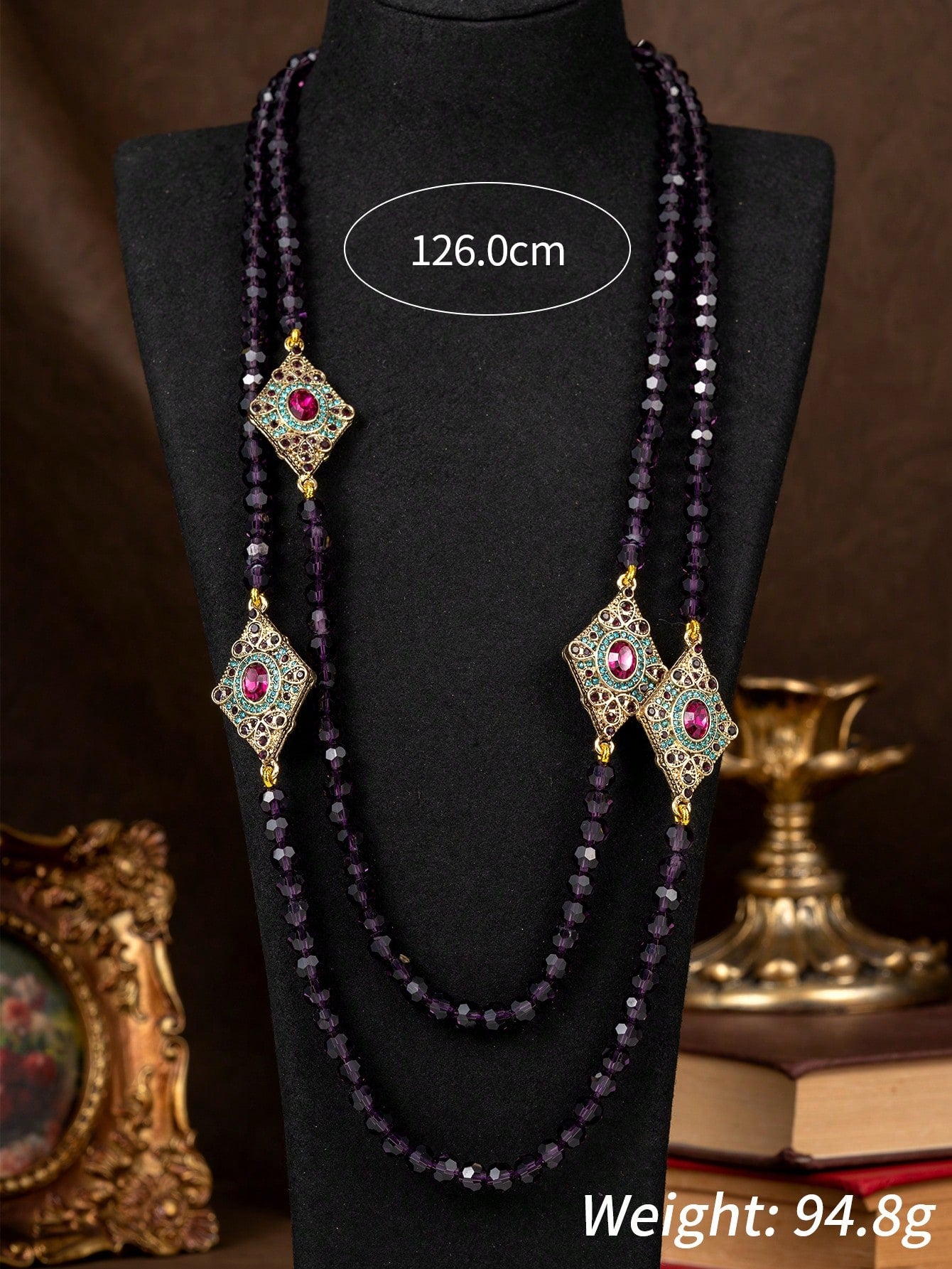 Vintage Bohemian Rhinestone Necklace & Earrings Set | MIRA