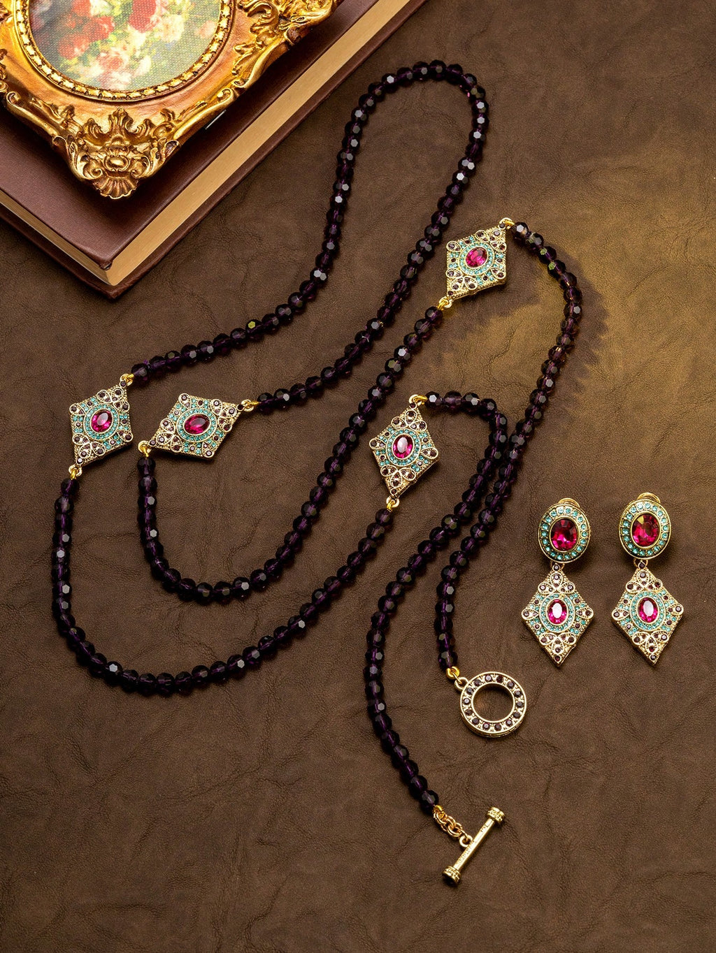 Vintage Bohemian Rhinestone Necklace & Earrings Set | MIRA