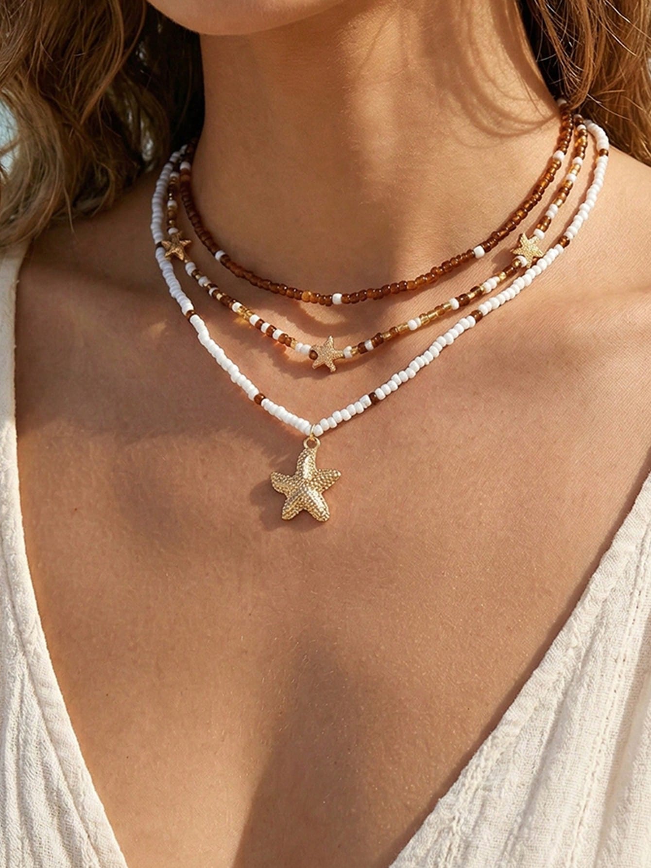 Gold Layered Bead Chain Necklace Set for Women – Boho Style | MIRA