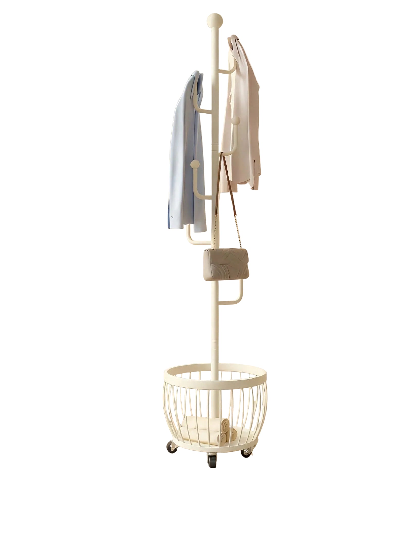 Freestanding Coat Rack with Storage Basket – Entryway Stand | MIRA