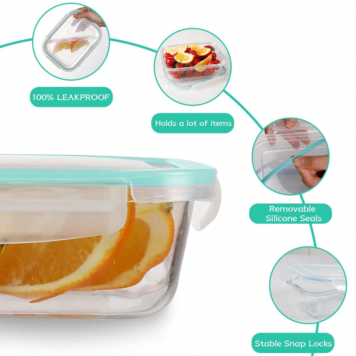 Glass Food Storage Containers 8-Piece Set – Airtight, Microwave Safe | MIRA