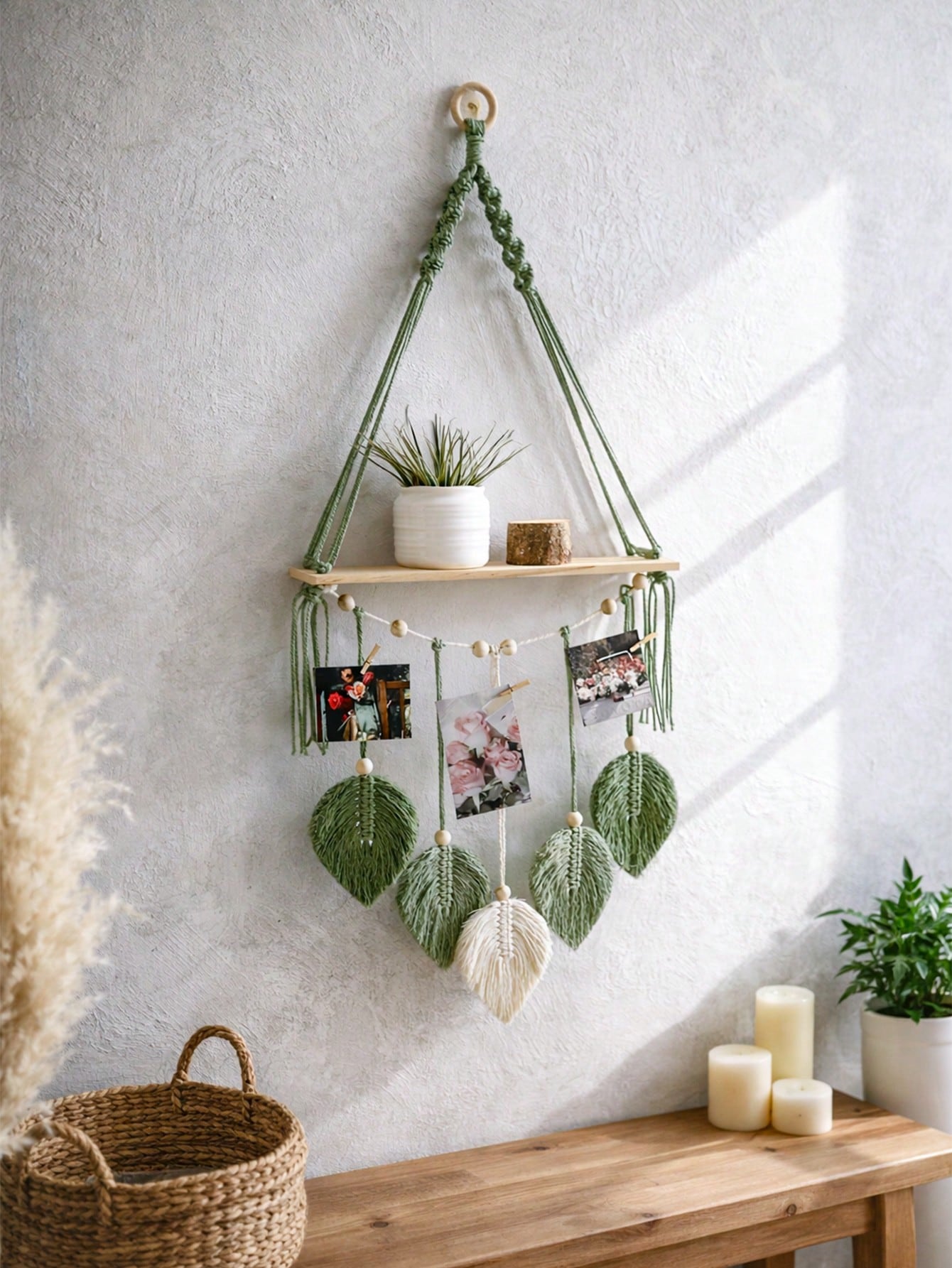 Handmade Woven Wall Hanging Shelf | Bohemian Floating Shelf | MIRA