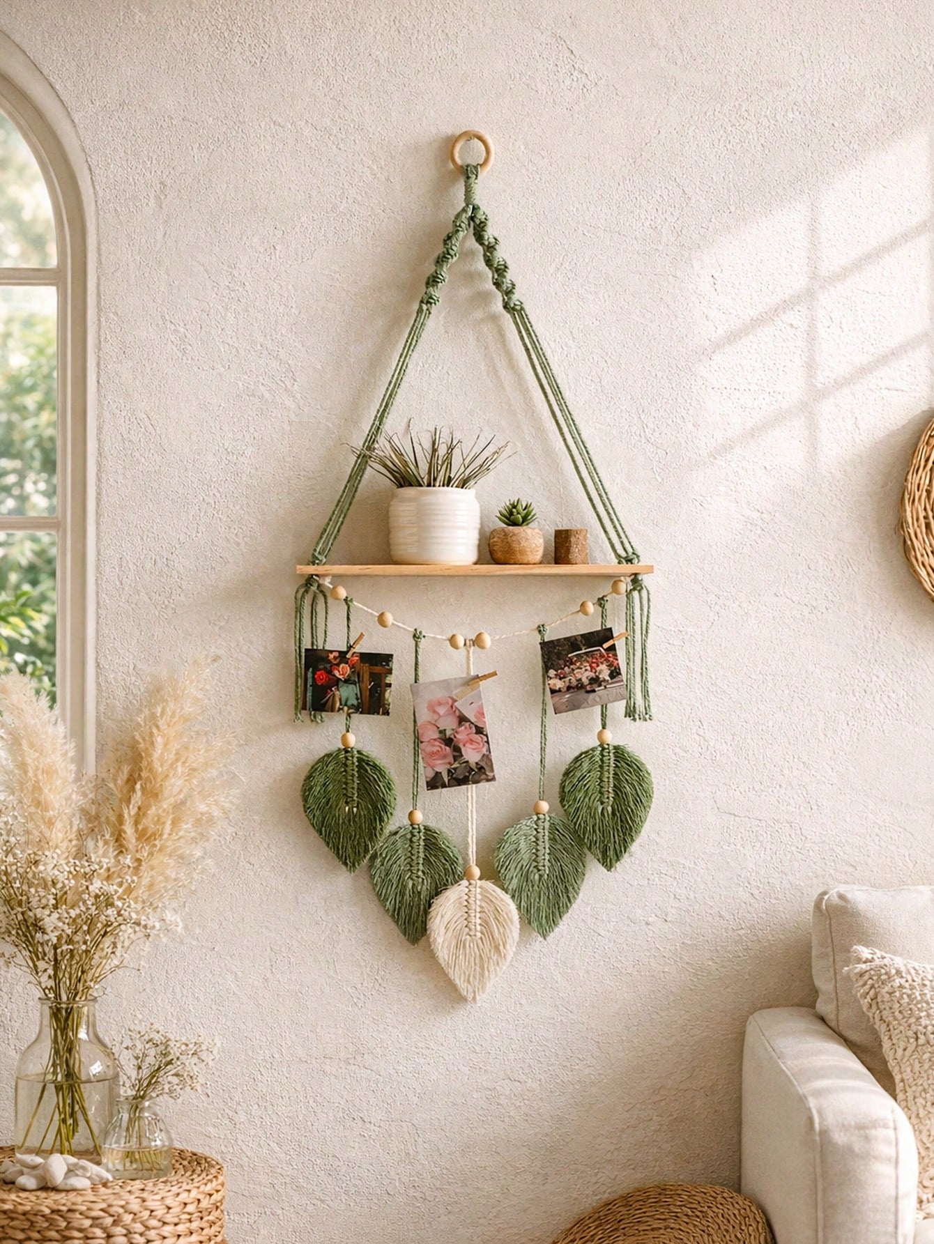 Handmade Woven Wall Hanging Shelf | Bohemian Floating Shelf | MIRA