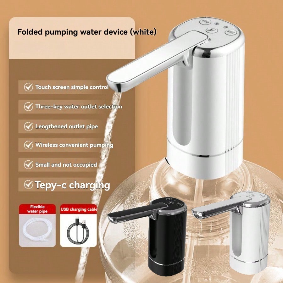1pc USB Rechargeable Automatic Electric Water Pump, Compact & Precise, Easy Installation, Convenient & Practical, One-Key Operation, Blue Light Display, USB Charging, Can Pump About 6 Buckets Of 19L Bottled Water On One Full Charge
