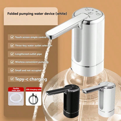 1pc USB Rechargeable Automatic Electric Water Pump, Compact & Precise, Easy Installation, Convenient & Practical, One-Key Operation, Blue Light Display, USB Charging, Can Pump About 6 Buckets Of 19L Bottled Water On One Full Charge