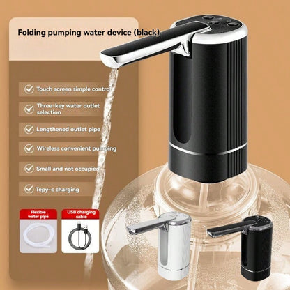 1pc USB Rechargeable Automatic Electric Water Pump, Compact & Precise, Easy Installation, Convenient & Practical, One-Key Operation, Blue Light Display, USB Charging, Can Pump About 6 Buckets Of 19L Bottled Water On One Full Charge