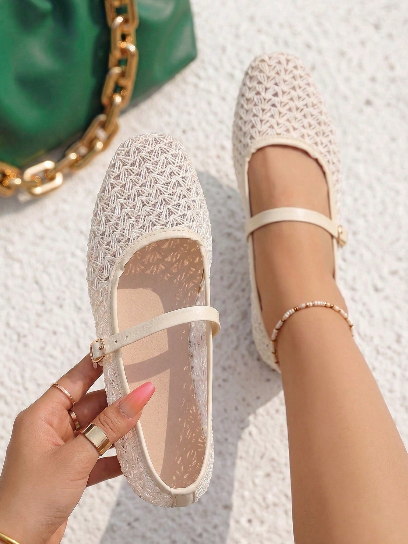 Women's Mesh Flat Shoes | Square Toe Ballet Flats | MIRA