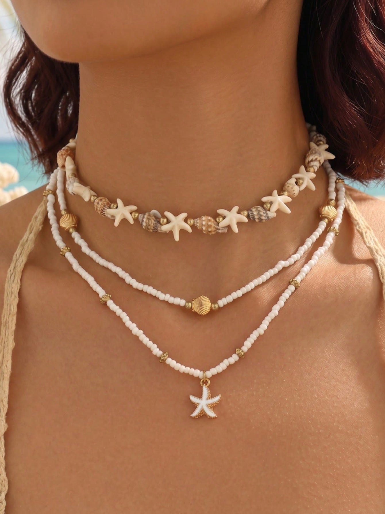Gold Layered Bead Chain Necklace Set for Women – Boho Style | MIRA
