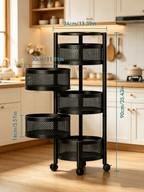 5-Tier Rotating Rolling Storage Cart – Metal Mesh Organizer | MIRA