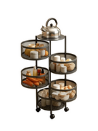 5-Tier Rotating Rolling Storage Cart – Metal Mesh Organizer | MIRA