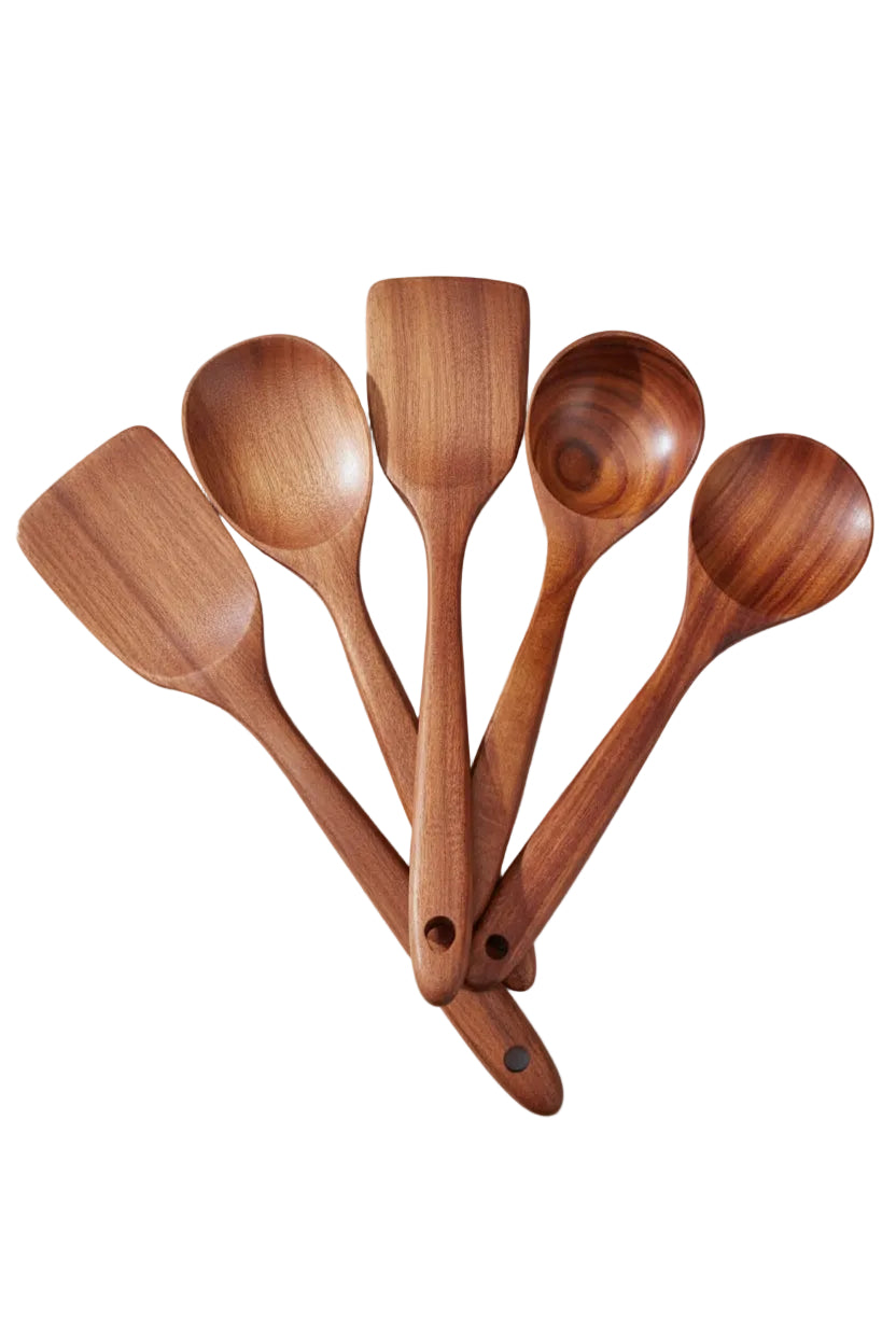 5-Piece Wooden Spoon Set with Storage Box | Kitchen Utensil Set – MIRA