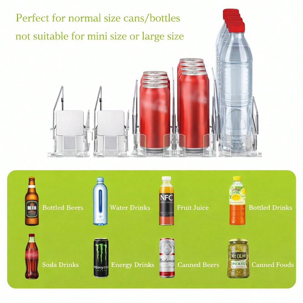 Self-Pushing Fridge Drink Organizer – Auto Can Dispenser 15 Cans | MIRA