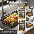 Mesh Wire Rolling Cart 3-5 Tier – Metal Basket Organizer with Hooks | MIRA