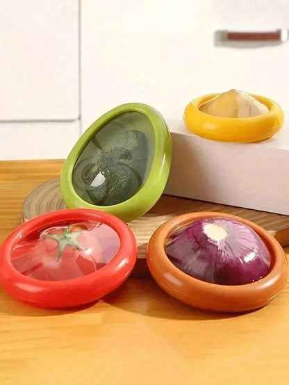 8-Piece Silicone Fruit & Vegetable Storage Containers Set – Fridge Organizers With Lids For Onion, Avocado, Tomato, Lemon & Berries – Reusable Anti-Oxidation Food Keepers To Keep Produce Fresh (Gray)