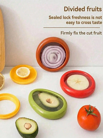 8-Piece Silicone Fruit & Vegetable Storage Containers Set – Fridge Organizers With Lids For Onion, Avocado, Tomato, Lemon & Berries – Reusable Anti-Oxidation Food Keepers To Keep Produce Fresh (Gray)