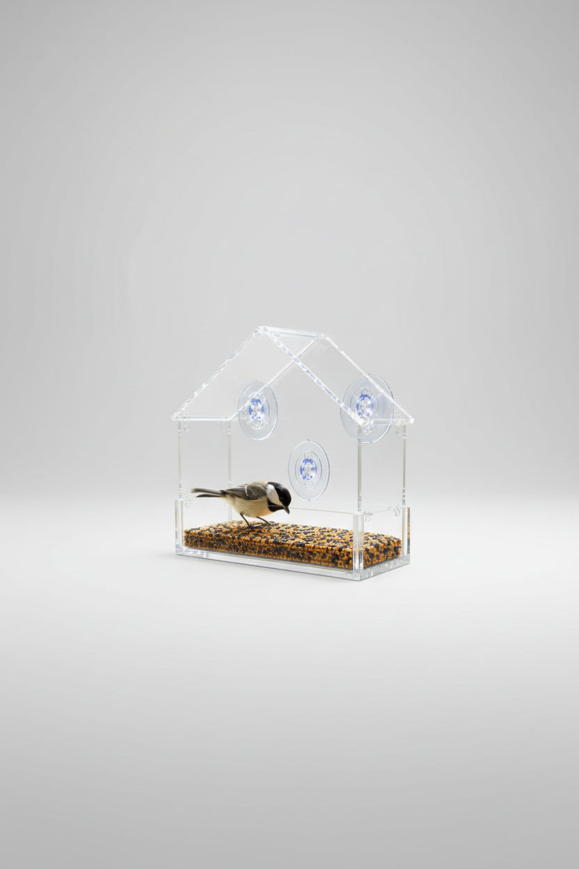 Clear Acrylic Window Bird Feeder with Suction Cups