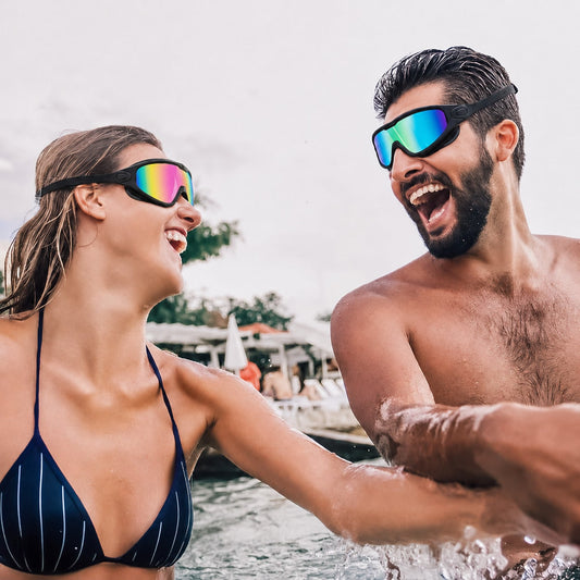 Swimming Goggles For Adults, Wide View Swim Goggles For Men&Women, Anti-Fog, Full Coverage Design, 3-Color UV Protection, With Integrated Earplugs & Nose Clips, Suitable For Outdoor Activities, Outdoor Fun