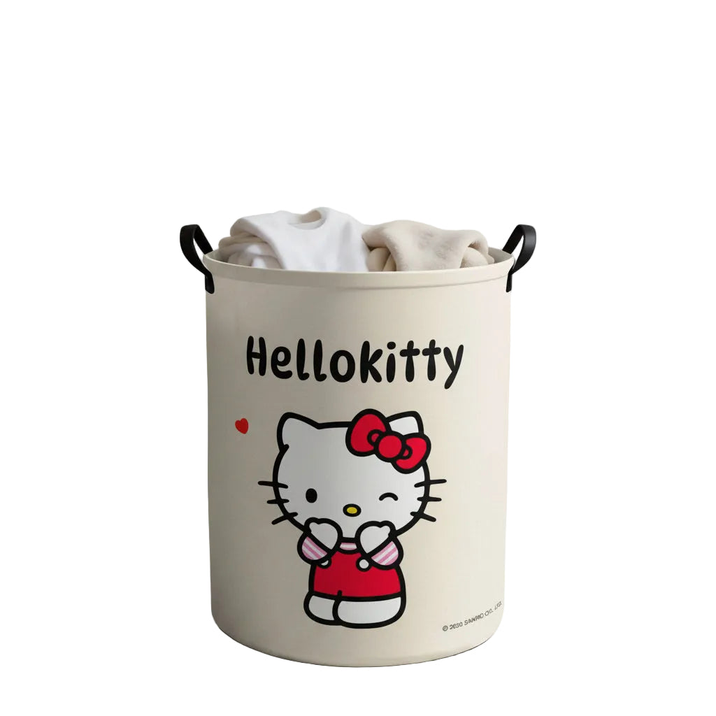 Hello Kitty Collapsible Laundry Basket | Sanrio Miniso Storage Bin with Handles