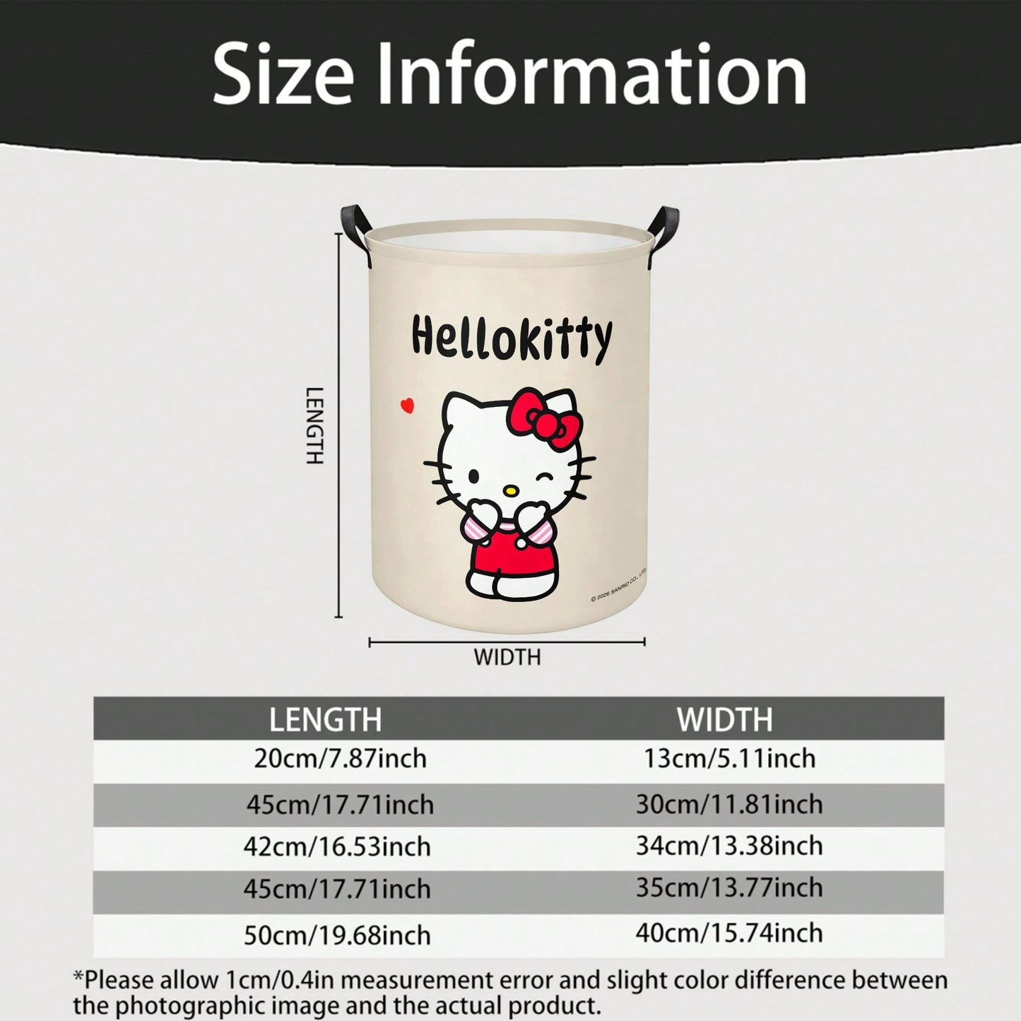 Miniso Sanrio Hello Kitty Adorable Winking Print Laundry Basket Collapsible Storage Bin With Handles,Organizer For Laundry Room, Bedroom & Room