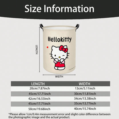 Miniso Sanrio Hello Kitty Adorable Winking Print Laundry Basket Collapsible Storage Bin With Handles,Organizer For Laundry Room, Bedroom & Room