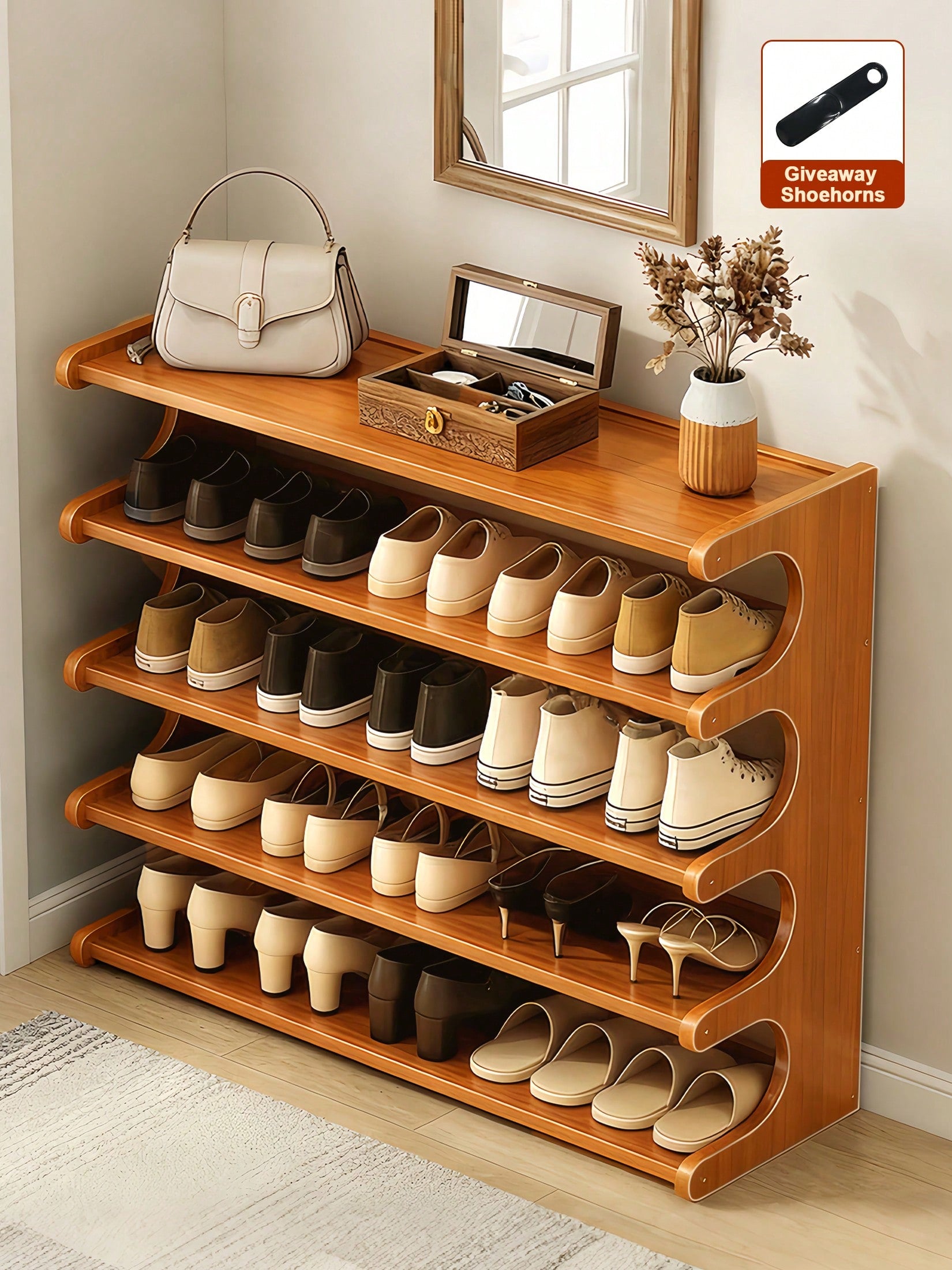 Bamboo Shoe Rack 3/5/6 Tier – Freestanding Shoe Storage Organizer | MIRA