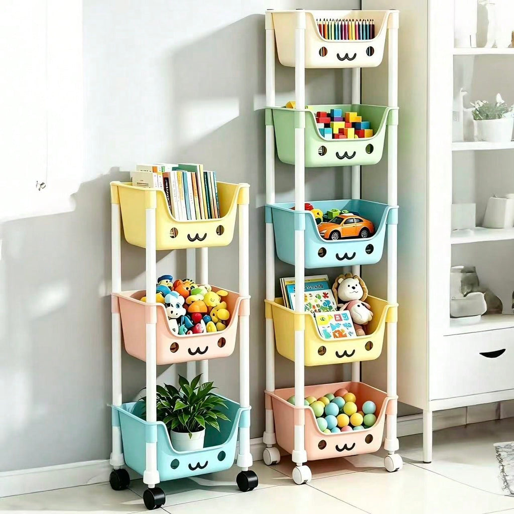 Rolling Storage Cart with Wheels 3/5 Tier – Kids Toy Organizer | MIRA