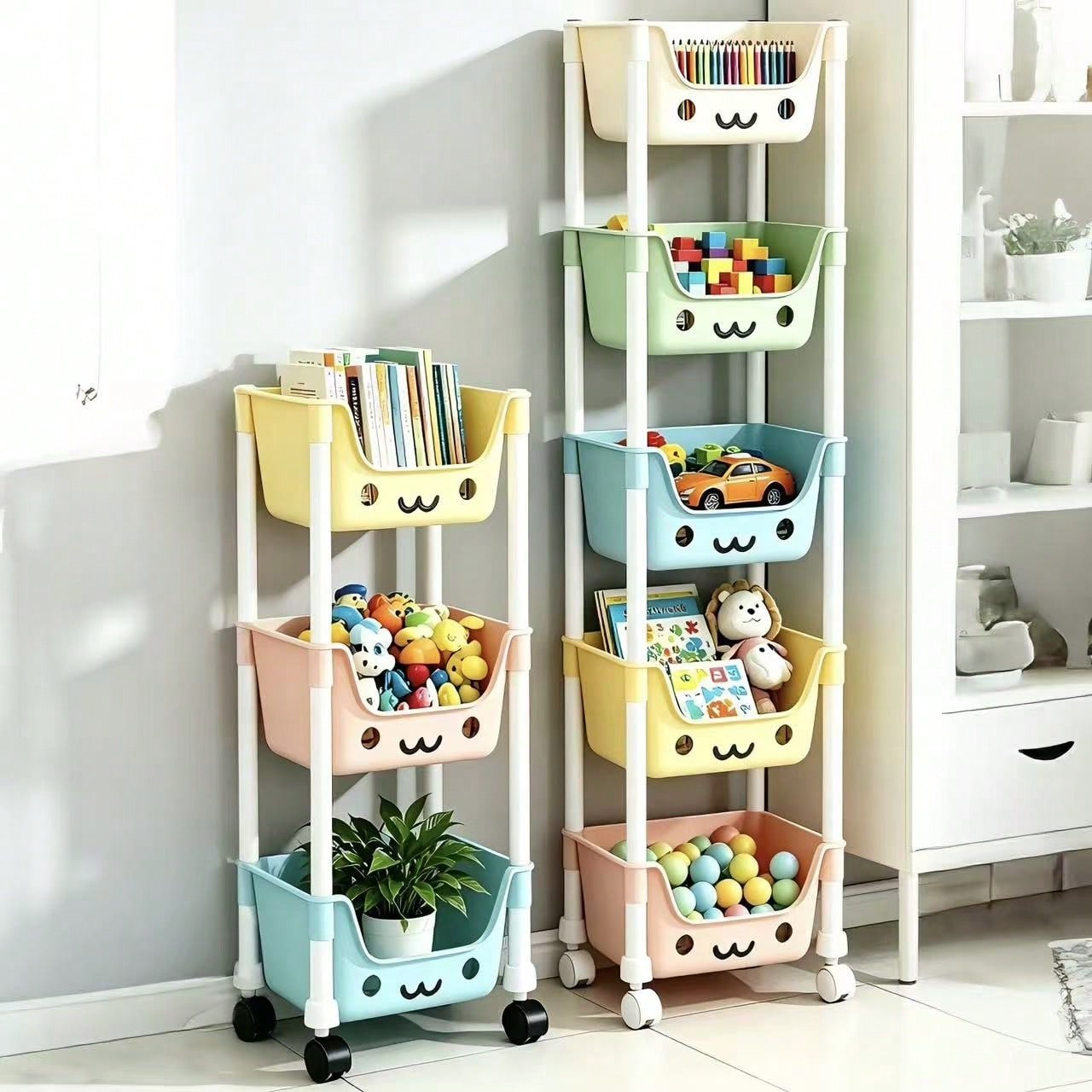 Rolling Storage Cart with Wheels 3/5 Tier – Kids Toy Organizer | MIRA