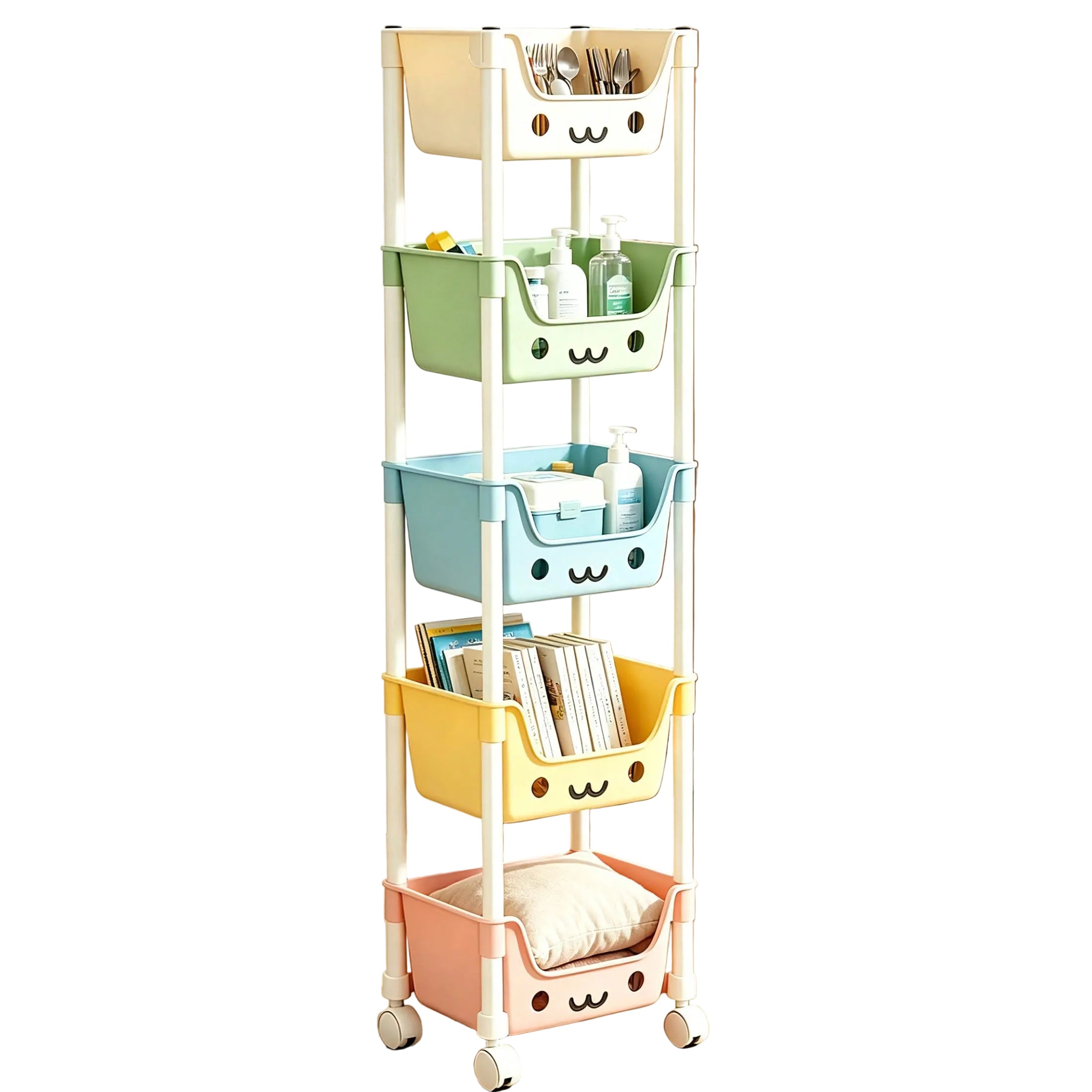 Rolling Storage Cart with Wheels 3/5 Tier – Kids Toy Organizer | MIRA