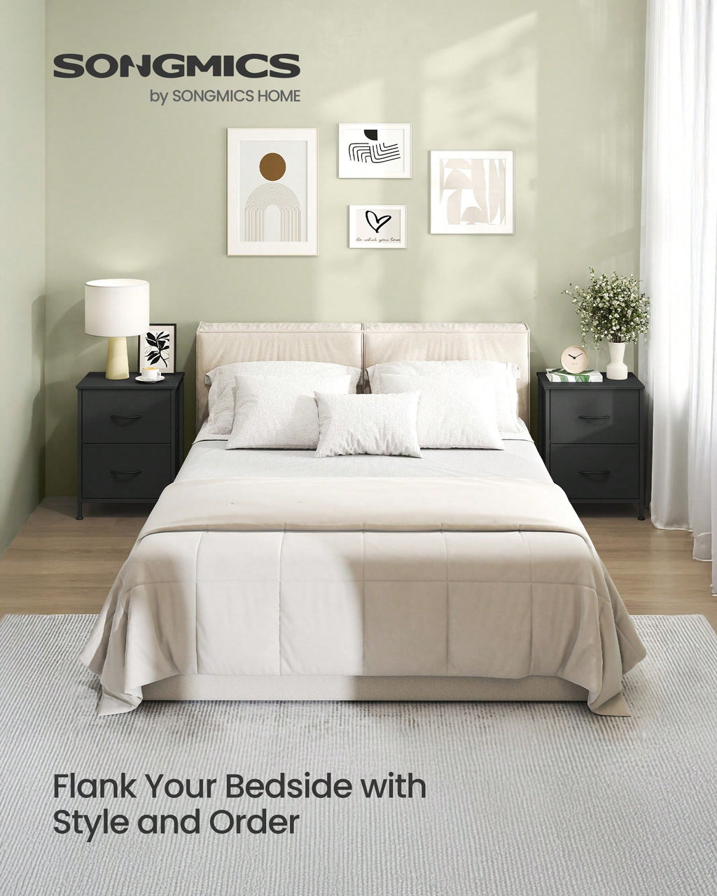 2-Drawer Dresser & Nightstand – Steel MDF Bedroom Storage | MIRA