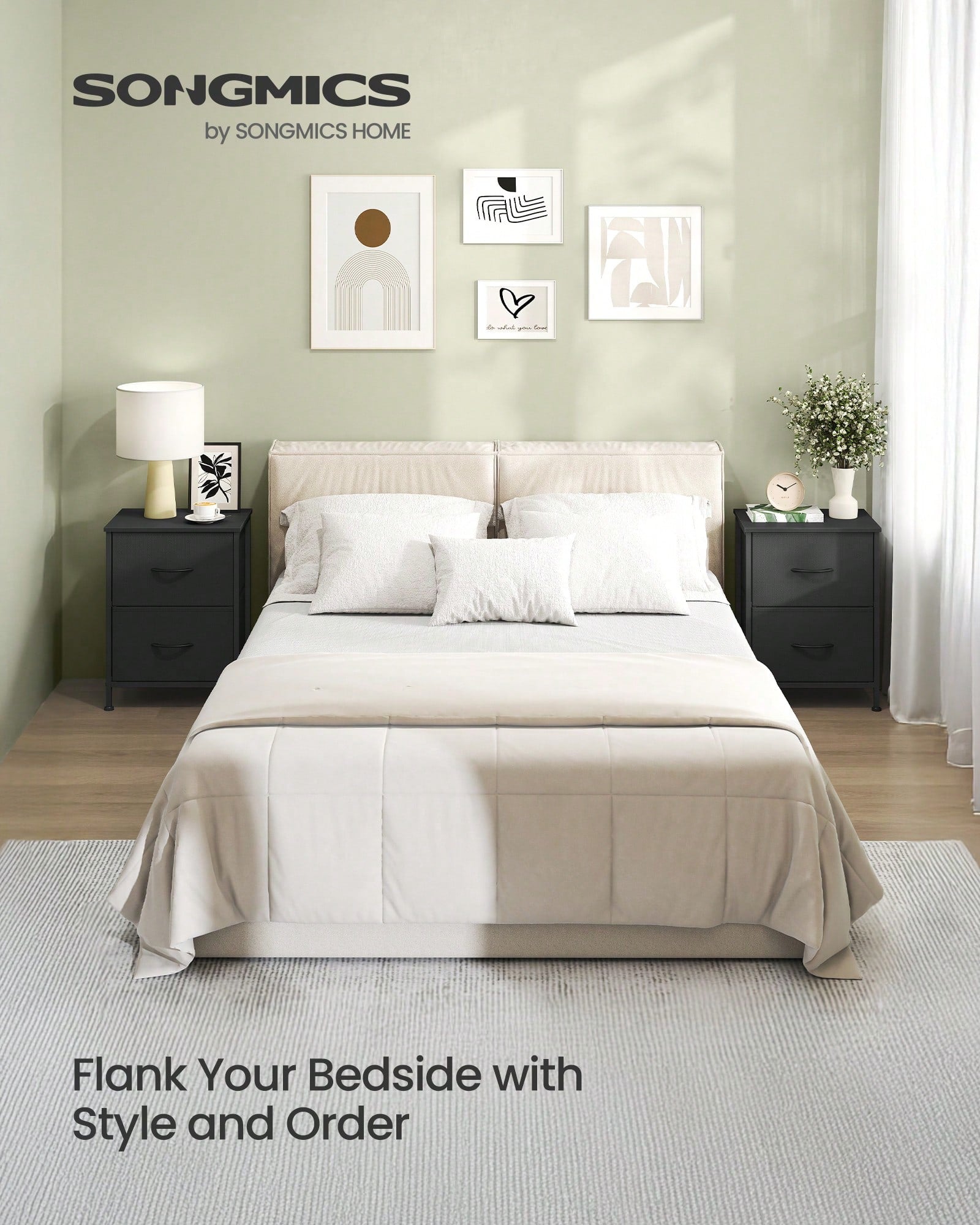 2-Drawer Dresser & Nightstand – Steel MDF Bedroom Storage | MIRA