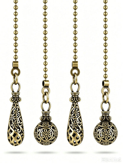 4pcs Sun & Moon Ceiling Fan Pull Chain Decorative Totem Bohemian Style Pull Chain Pendant Extension 12 Inch Lighting Ceiling Fan Beads Ball Ceiling Fan Pull Chain Extension Decorative Ornament With Connector