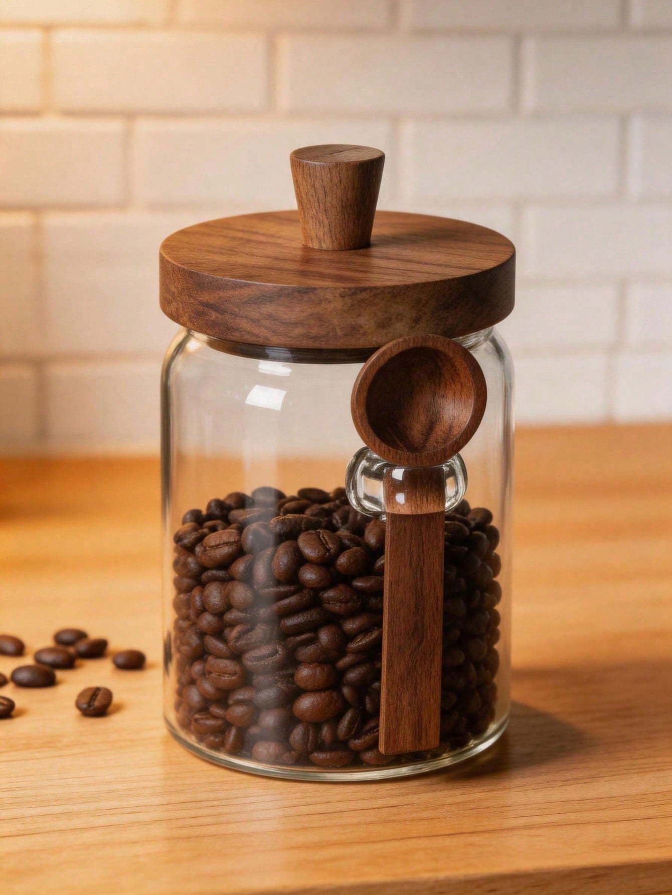 Glass Food Storage Jars with Wooden Lids 3-Piece Airtight Set | MIRA