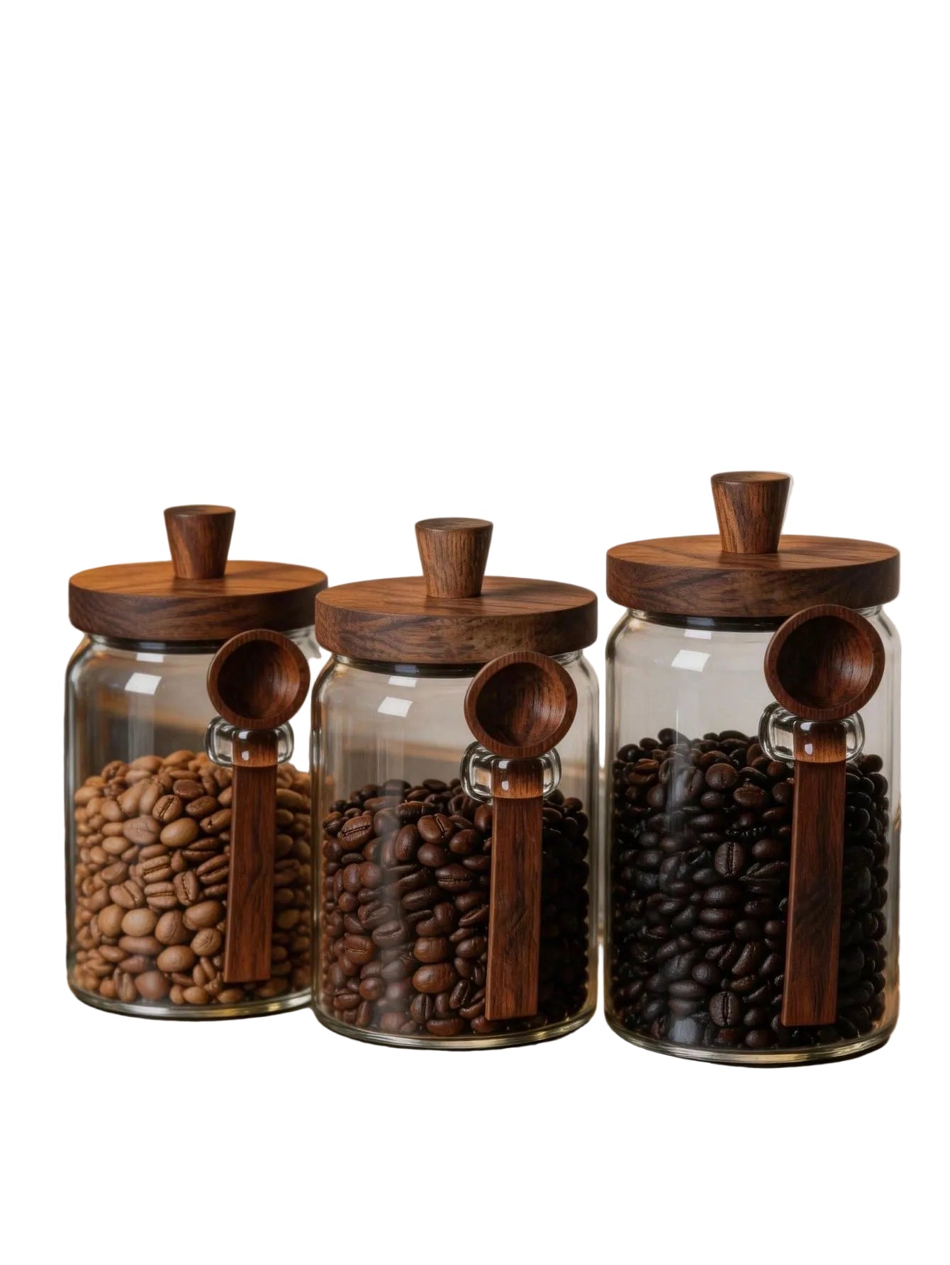 Glass Food Storage Jars with Wooden Lids 3-Piece Airtight Set | MIRA