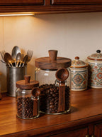Glass Food Storage Jars with Wooden Lids 3-Piece Airtight Set | MIRA